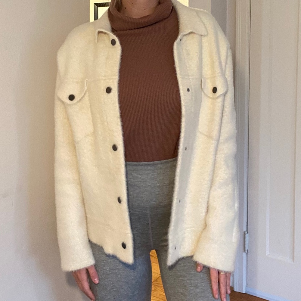 Mango Suit Faux Fur Cream Jacket